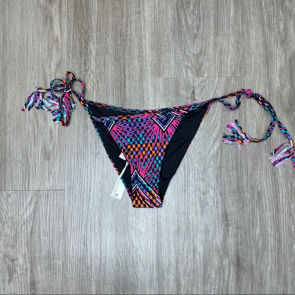 Tart Collections Other - Tart Collections Women's Black Multi 80's Graphic Tie Side Bikini Bottoms sz XS